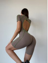 Jumpsuit FITRUN BodySuit Short Versa "Sand VE Neon Green Line"