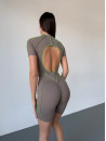 Jumpsuit FITRUN BodySuit Short Versa "Sand VE Neon Green Line"