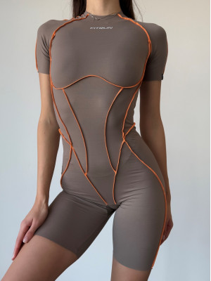 Комбінезон FITRUN BodySuit Short Versa "Sand VE Orange Line"