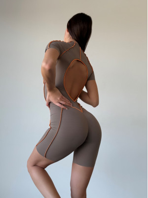 Комбинезон FITRUN BodySuit Short Versa "Sand VE Orange Line"