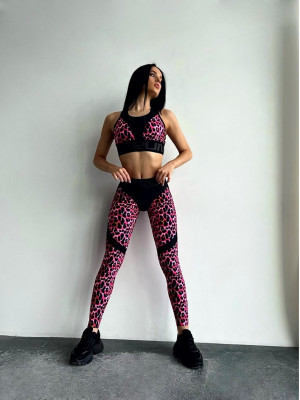 Leggings FITRUN Leggings Super Nuts Push-Up "Leo Pink"
