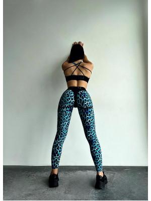 Леггинсы FITRUN Leggings Super Nuts "Leo Blue"