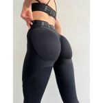 Leggings FITRUN Leggings Super Nuts Push-Up "Total Black Relief"