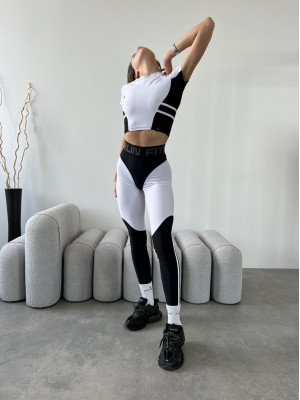 Leggings FITRUN Leggings Two Lines "White"