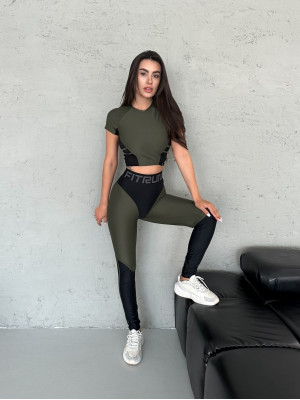 Leggings FITRUN Leggings Two Lines "Khaki"