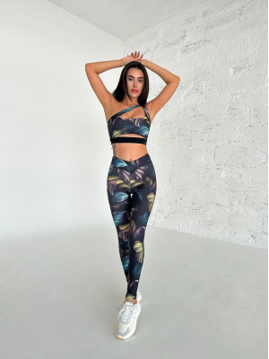 Леггинсы FITRUN Leggings V-Classic "Black Leaves"