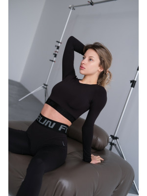 Leggings FITRUN Leggings Super Nuts Push-Up "Total Black Soft"