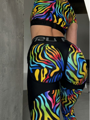 Леггинсы FITRUN Leggings Super Nuts Push-Up "Colourful Zebra"