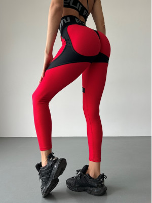 Leggings FITRUN Leggings Super Nuts Push-Up "Red Relief"