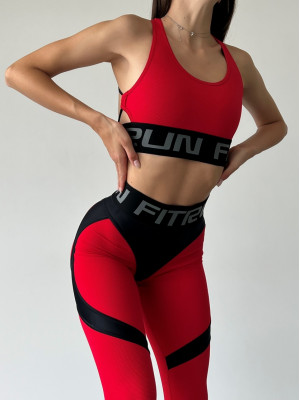 Leggings FITRUN Leggings Super Nuts Push-Up "Red Relief"