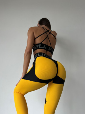 Leggings FITRUN Leggings Super Nuts Push-Up "Yellow Relief"