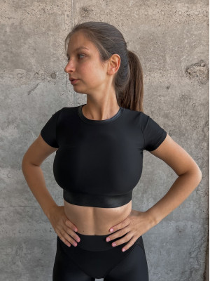 Shortened Rashguard FITRUN Mini Rash T-shirt "Black"