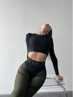 Shortened Rashguard FITRUN Rashguard Midi "Total Black"