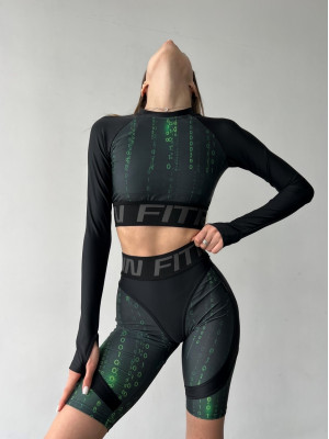 Укороченный рашгард FITRUN Rashguard Midi Open Back "Matrix"