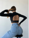 Топ з довгим рукавом FITRUN Long Sleeve Midi Open Back "Total Black"