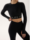Long Sleeve Top FITRUN Long Sleeve Midi Open Back "Total Black"