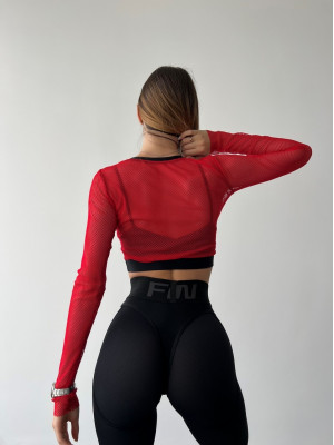 Укороченный рашгард FITRUN Rashguard Midi Mesh "Red"