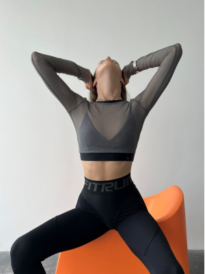 Shortened Rashguard FITRUN Rashguard Midi Mesh "Gray"