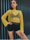 Shortened Rashguard FITRUN Rashguard Palm Mesh "Yellow Big"