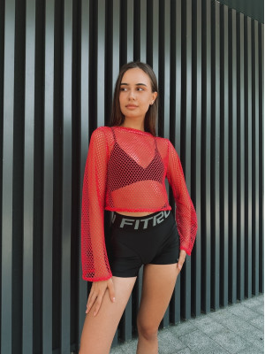 Укороченный рашгард FITRUN Rashguard Palm Mesh "Red Big"