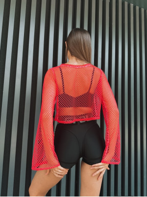 Укороченный рашгард FITRUN Rashguard Palm Mesh "Red Big"