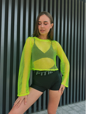 Укорочений рашгард FITRUN Rashguard Palm Mesh "Neon Green Big"