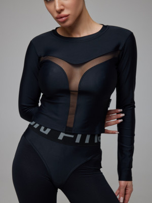 Long-sleeved top FITRUN Long Sleeve Y "Total Black"