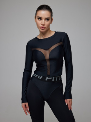 Long-sleeved top FITRUN Long Sleeve Y "Total Black"