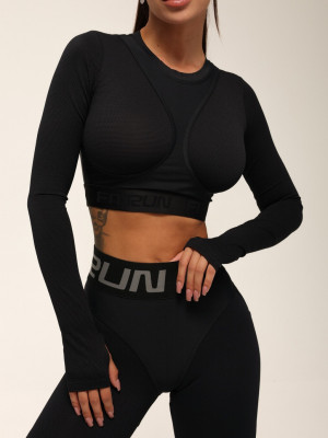 Long-sleeved top FITRUN Long Sleeve NICE "Total Black Relief"