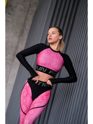 Укорочений рашгард FITRUN Rashguard Midi Open Back "Pink Python"