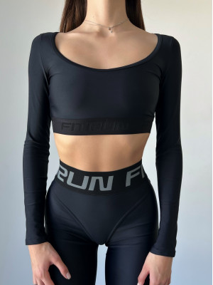 Укорочений рашгард FITRUN Rashguard Bliss "Total Black"