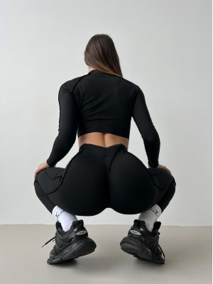Long-sleeved top FITRUN Long Sleeve-Corset Versa "Black VE"