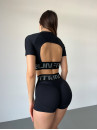 Укорочений рашгард FITRUN Rashguard T-shirt Open Back "Total Black"