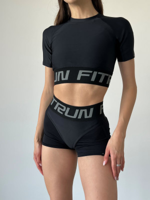 Укороченный рашгард FITRUN Rashguard T-shirt Open Back "Total Black"