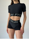 Shortened Rashguard FITRUN Rashguard T-shirt Open Back "Total Black"