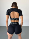 Shortened Rashguard FITRUN Rashguard T-shirt Open Back "Total Black"