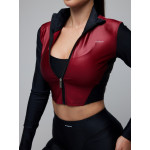 FITRUN Long Sleeve Cropped ZIP Top "Wine Blaze"