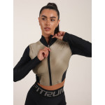 FITRUN Long Sleeve Cropped ZIP Top "Beige Blaze"