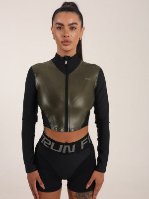 Топ с длинным рукавом FITRUN Long Sleeve Cropped ZIP "Khaki Blaze"