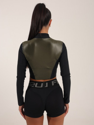 Топ с длинным рукавом FITRUN Long Sleeve Cropped ZIP "Khaki Blaze"