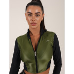 FITRUN Long Sleeve Cropped ZIP Top "Olive Blaze"