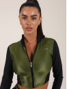 FITRUN Long Sleeve Cropped ZIP Top "Olive Blaze"