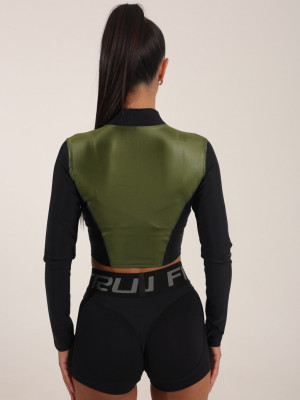 Топ з довгим рукавом FITRUN Long Sleeve Cropped ZIP "Olive Blaze"