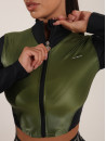 FITRUN Long Sleeve Cropped ZIP Top "Olive Blaze"
