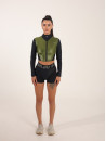 FITRUN Long Sleeve Cropped ZIP Top "Olive Blaze"