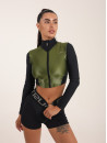 FITRUN Long Sleeve Cropped ZIP Top "Olive Blaze"