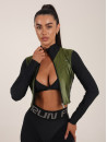 FITRUN Long Sleeve Cropped ZIP Top "Olive Blaze"