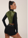 FITRUN Long Sleeve Cropped ZIP Top "Olive Blaze"