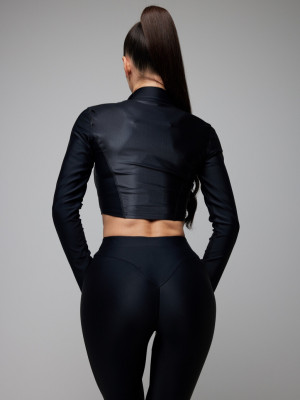 Long-sleeved top FITRUN Long Sleeve Cropped ZIP "Black Blaze"