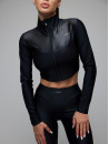 Long-sleeved top FITRUN Long Sleeve Cropped ZIP "Black Blaze"